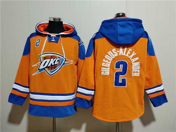 Men's Oklahoma City Thunder #2 Shai Gilgeous-Alexander Orange Blue Lace-Up Pullover Hoodie,We sell and wholesale Men's Oklahoma City Thunder #2 Shai Gilgeous-Alexander Orange Blue Lace-Up Pullover Hoodie on line form chian!